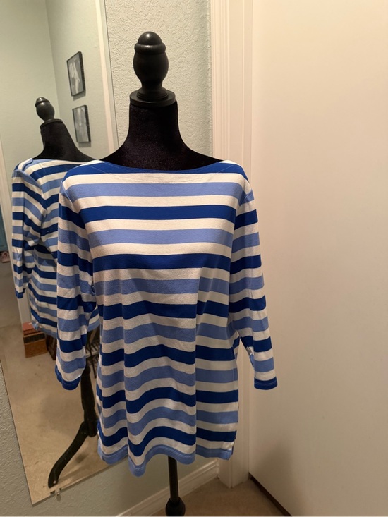Lands' End Tops - Lands' End Blue and White Striped Long Sleeve Tee